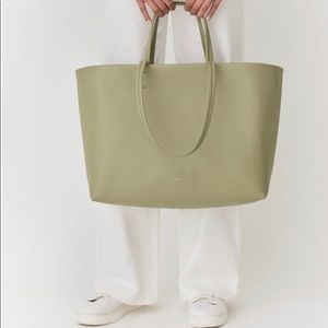 Cuyana Easy Tote Sage Green Pebbled Leather